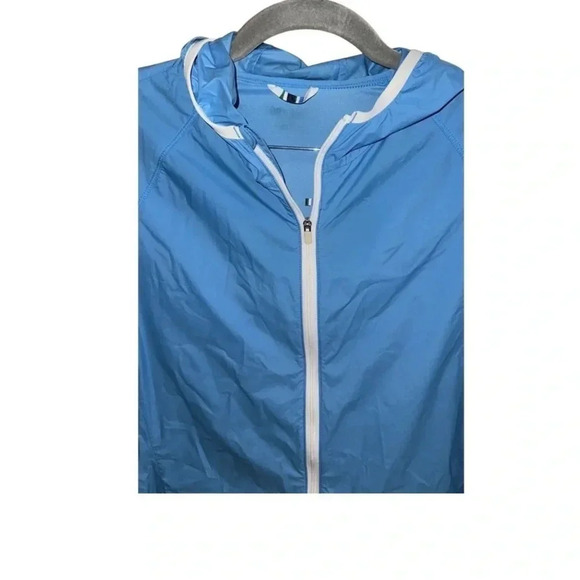 Tory Burch Sport Lightweight Blue Spring Hooded Jacket Size M/L - Picture 2 of 7